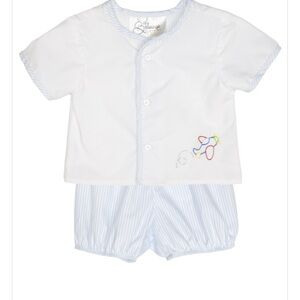 Baby Blessings Blue Airplane Embroidery Matthew Baby Boy Diaper Set